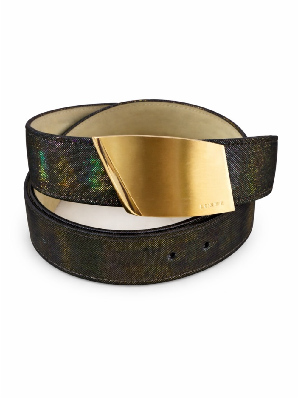 Loewe Madrid Iridescent Leather Belt Gold Buckle Size 75